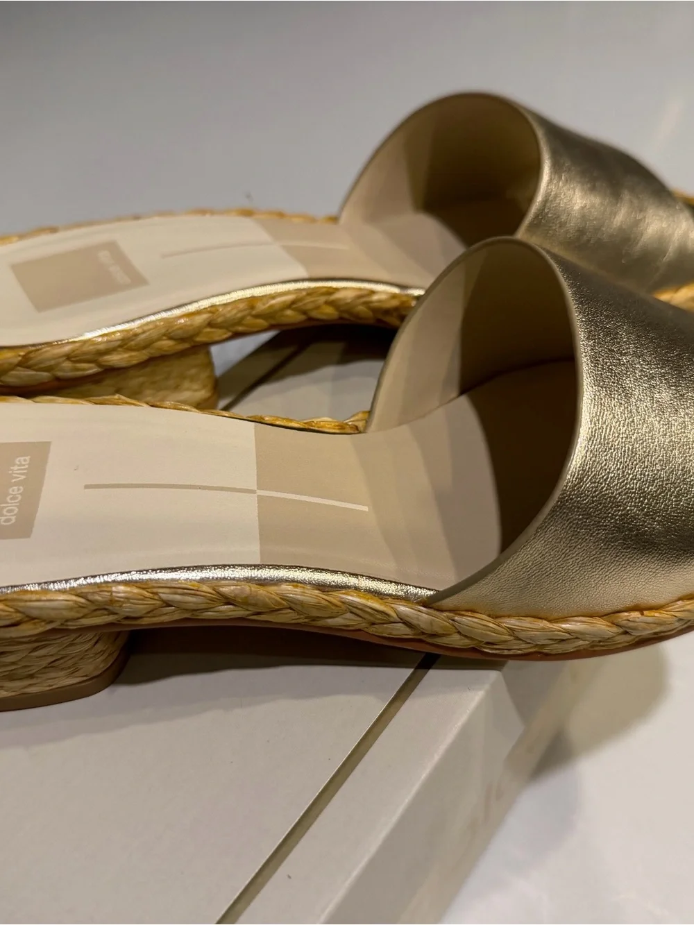 Dolce Vita Metallic Gold Espadrille Slide Sandals